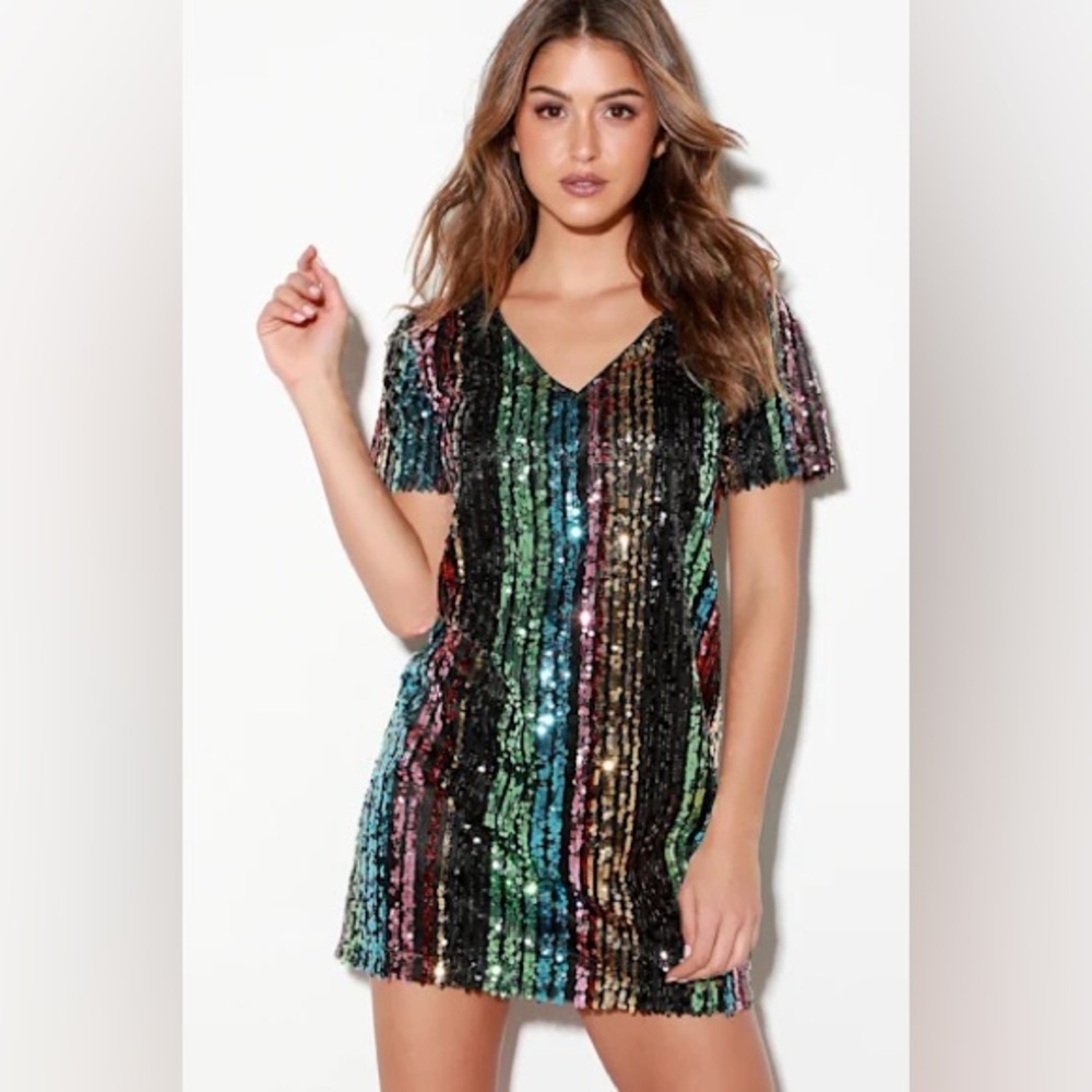 Lulus Multicolor Sequin Mini Dress size M